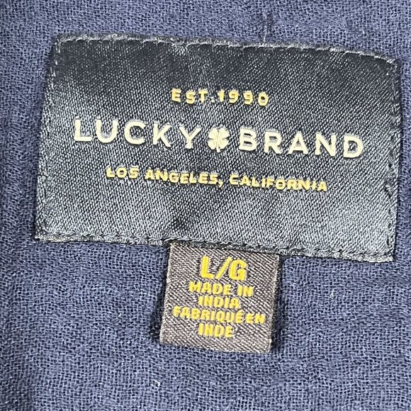 Lucky Brand Navy Textured Button Down Shirt Men’s Size Large - Picture 3 of 5